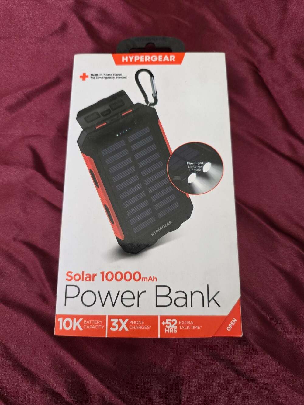 HyperGear 10000mAh Solar Power Bank with Built-in Flashlight and Compass
